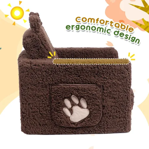 Miniatura 8 de ALIMORDEN Sofá plegable para niños pequeños, cómoda silla de oso sherpa 2 en 1 para niños, sofá convertible a tumbona, acogedor sofá esquinero