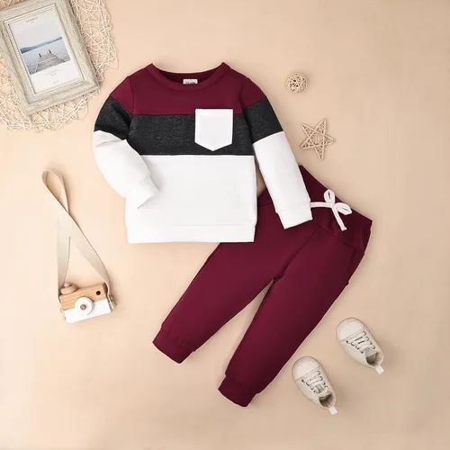 Miniatura 29 de Ropa de otoño e invierno para bebé, trajes de niño pequeño, sudadera de manga larga, sudadera de retazos y pantalones, 2 piezas, 12 meses a 5 años