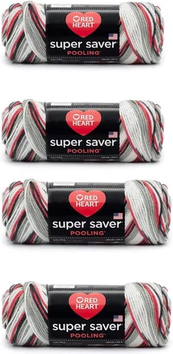 Bulk Buy Red Heart Super Saver - Hilo de alta calidad, paquete de 4 unidades de 4.97 oz/5 onzas, acrílico, 4 medianos (peinado), 236 yardas,