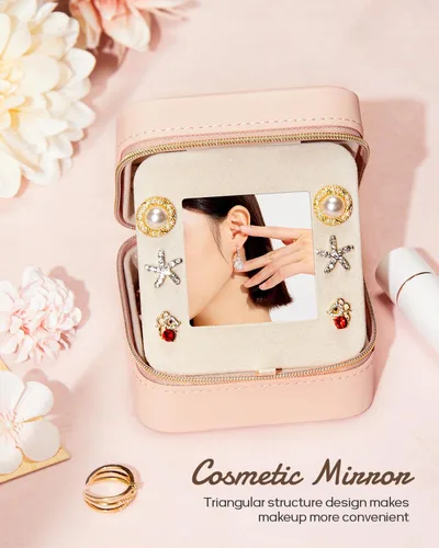 Miniatura 5 de Enthralite Joyero de viaje personalizado, artículos esenciales de viaje para mujeres, organizador de viaje pequeño, joyero para collares, aretes