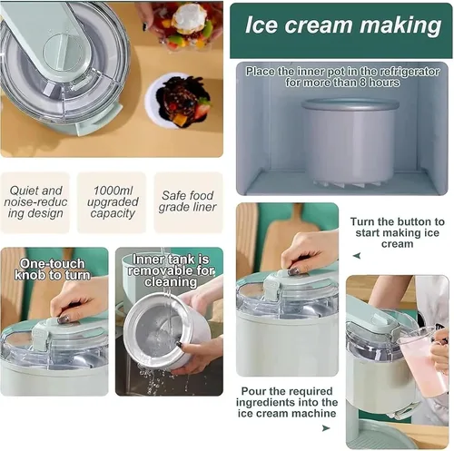 Miniatura 4 de Máquina para hacer helados – Mini máquina automática de servir suave para el hogar, máquina de postres de crema de frutas DIY, electrodoméstico