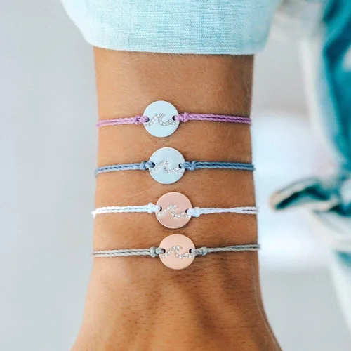 Miniatura 4 de Pura Vida Pulsera de plata u oro rosa con forma de moneda, 100% impermeable, banda ajustable, encanto