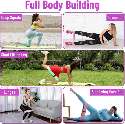 Miniatura 6 de Bandas de resistencia: bandas de entrenamiento de primera calidad para mujeres y hombres, juego de 3 bandas elásticas para glúteos, piernas, pilates
