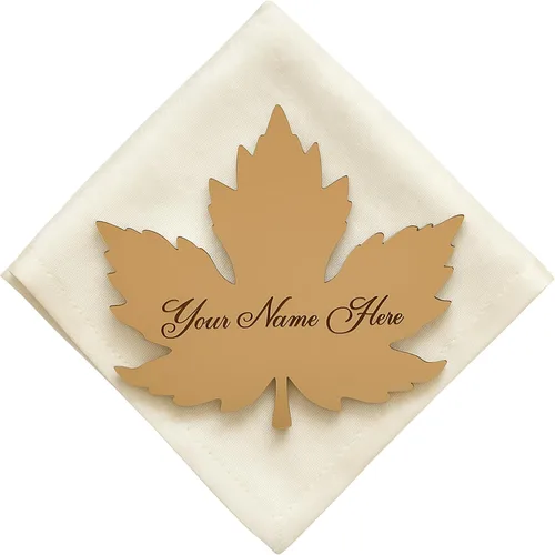 Hojas cortadas con láser personalizadas, tarjetas de nombre de lugar de boda, espejo acrílico, formas de hoja de arce, etiquetas de nombre grabadas