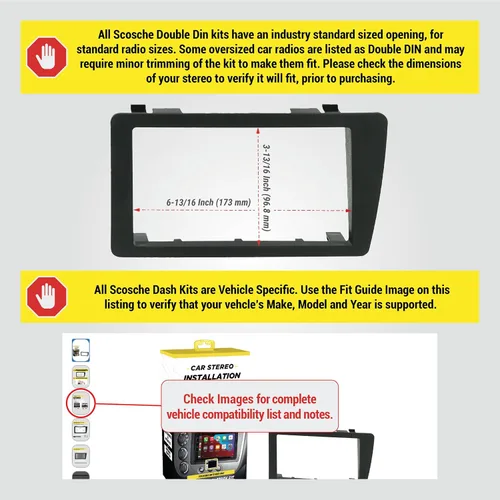 Miniatura 2 de Scosche HA1710B - Kit de instalación de radio doble DIN para salpicadero compatible con Honda Civic 2001-05 selecto, kit de instalación estéreo