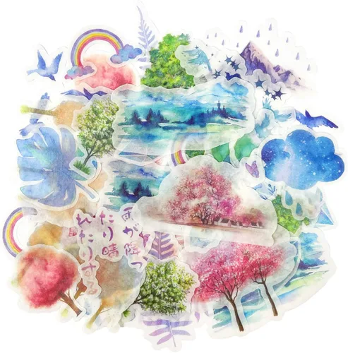 Miniatura 20 de allydrew Calcomanías decorativas para álbumes de recortes, Washi, manualidades para papelería, diario, fabricación de tarjetas (60 piezas), Verde