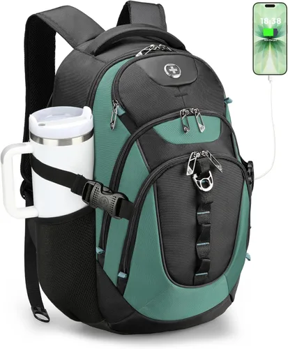 Miniatura 10 de swissdigital Mochila para portátil de viaje de negocios, para hombre y mujer, con puerto de carga USB inteligente, compatible con portátiles de 15.6