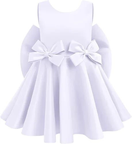 Miniatura 2 de IDOPIP Flower Girl Bowknot Tutu Dress for Toddler Baby Wedding First Communion Birthday Party Pageant Baptism Dresses