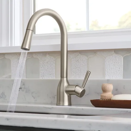 Miniatura 10 de Moen Adler - Llave de cocina de arco alto con una sola manija, resistente a manchas de acero inoxidable con limpieza eléctrica, 87233SRS Acero