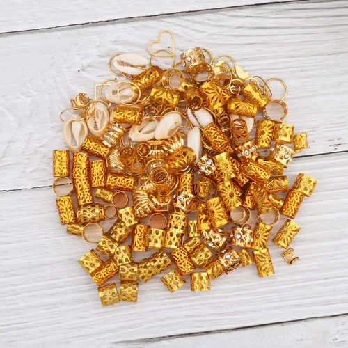 Miniatura 8 de 202 piezas de joyería para mujer, trenzas de rastas de rastas y cuentas, anillos trenzados/puños, conchas, corazón, mariposa, colgantes/clips