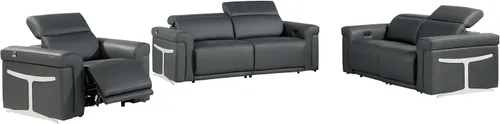 Miniatura 25 de Blackjack Furniture Mario - Sofá biplaza reclinable de cuero italiano de grano superior con reposacabezas y asientos ajustables, cargadores USB