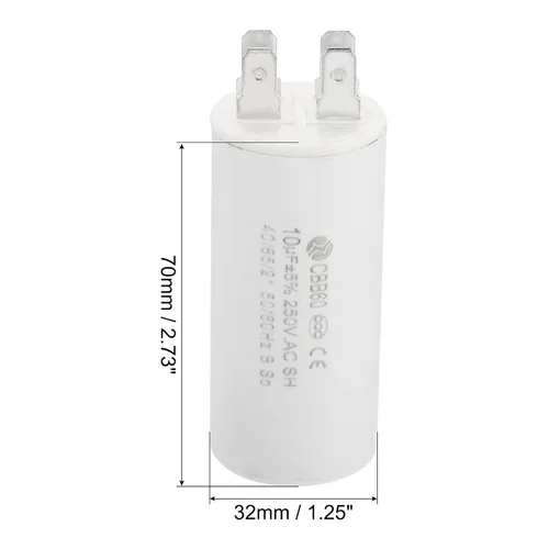 Miniatura 2 de PATIKIL CBB60 10uF Condensador de funcionamiento, 2 piezas CA 250 V 4 pines 50/60 Hz cilindro 1.25 x 2.73 pulgadas para bombas de agua, lavadoras