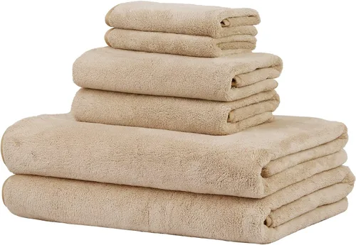 Miniatura 12 de MERRY HOME Paquete de 6 toallas de baño, 27 x 55 pulgadas, juego de toallas de baño de microfibra grandes para adultos, hombres y mujeres, ultra