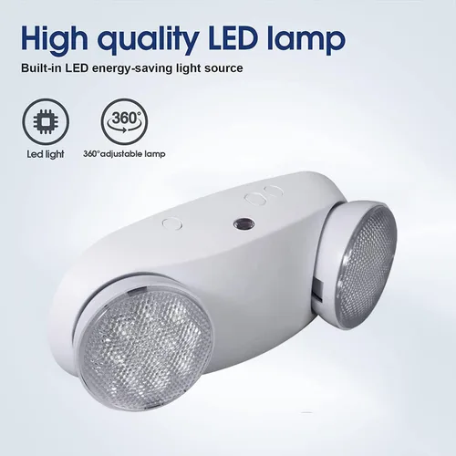 Miniatura 5 de Luces de emergencia LED con batería de respaldo, luz de emergencia comercial, dos cabezales de luz LED ajustables, calificación UL 924, AC120/277V