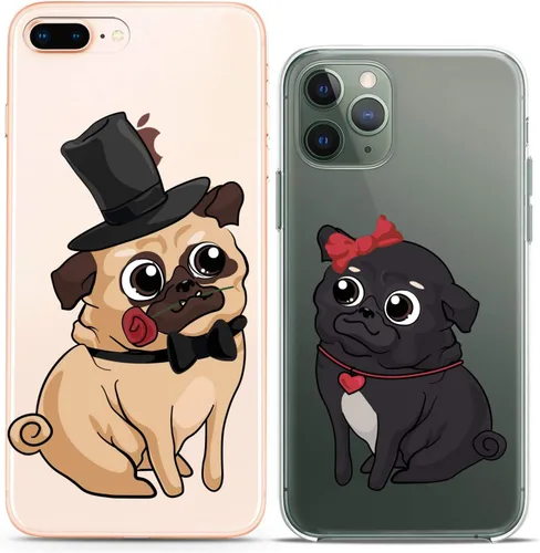 Miniatura 14 de Fundas a juego para parejas compatibles con iPhone 16 15 14 13 12 11 Pro Max Mini Xs X 6s 8 Plus 7+ Xr 10 SE 5 papel transparente cubierta delgada