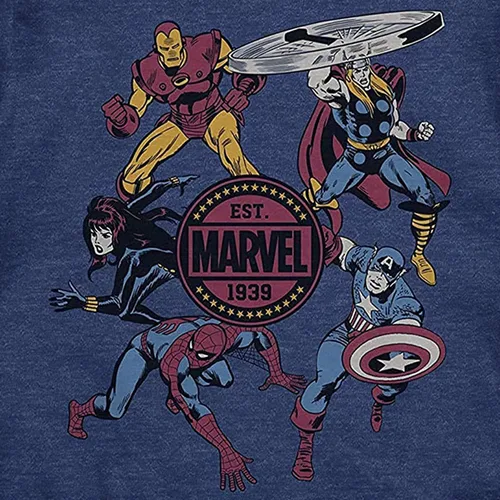 Miniatura 2 de Marvel Camisa de cómics para niños pequeños, Spiderman, Ironman, Capitán América y Hulk, camiseta clásica retroceso