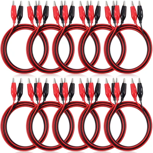 Miniatura 9 de EBOOT 4 pinzas de cocodrilo eléctricas, cables de prueba de 40 pulgadas con clips de cocodrilo, cables de puente de doble extremo para pruebas