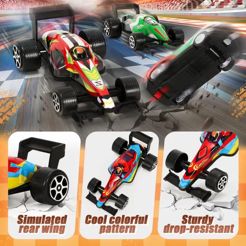 Miniatura 4 de SevenQ Coches de juguete para niños con caja de almacenamiento, 67 unidades de autos de carreras a granel, juguetes de caja del tesoro para el aula