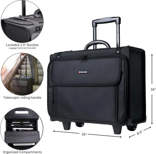 Miniatura 2 de Alpine Swiss Maletín con ruedas Bolsa para laptop para hombres y mujeres Estuche rígido para catálogo con ruedas Divisores de archivos