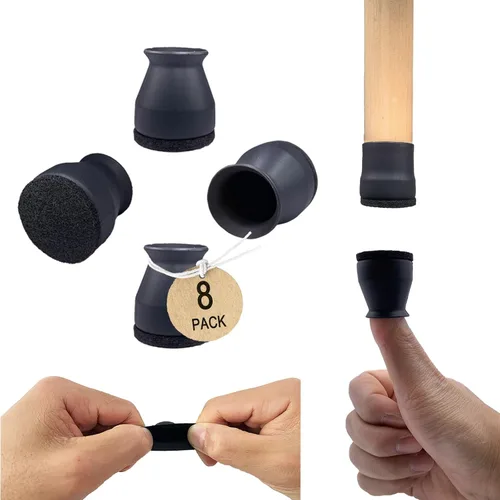 Miniatura 14 de Protectores de suelo de silicona extra pequeños para patas de silla con fieltro, se ajustan de 19/32 a 15/16 pulgadas, tapas de silicona para patas