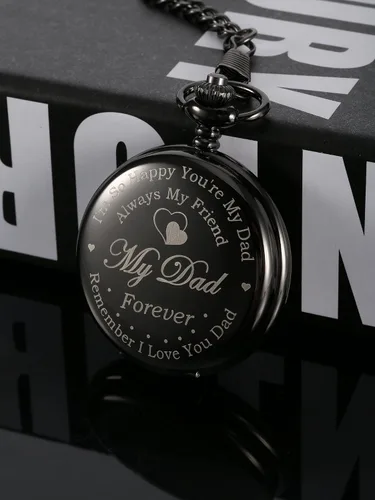Miniatura 2 de Reloj de bolsillo con grabado de regalo para papá padre con delicada caja, regalo de Navidad, cumpleaños, día del padre de hija hijo niño