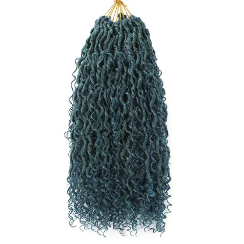 Miniatura 15 de Copper Goddess Faux Locs Cabello de Ganchillo con Puntas Rizadas, 7 Paquetes de 14 Pulgadas Boho Goddess Locs Cabello de Ganchillo, Cabello