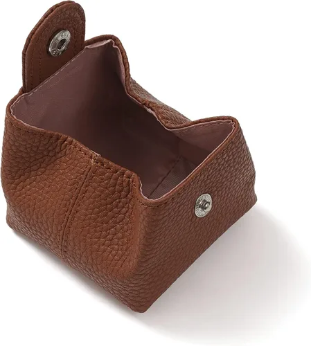 Miniatura 79 de Cockatoo Monedero de cuero genuino para cambio, mini billetera con bolsillo a presión para hombres y mujeres, Rojo (Aurora Red), Casual