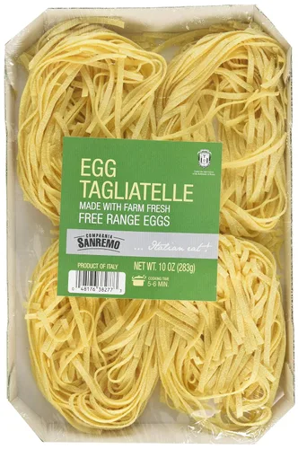 Compagnia Sanremo Pasta Pasta de Tagliatelle de huevo italiano, sin transgénicos, Tagliatelle tradicional, 10 onzas (paquete de 1) - Producto de