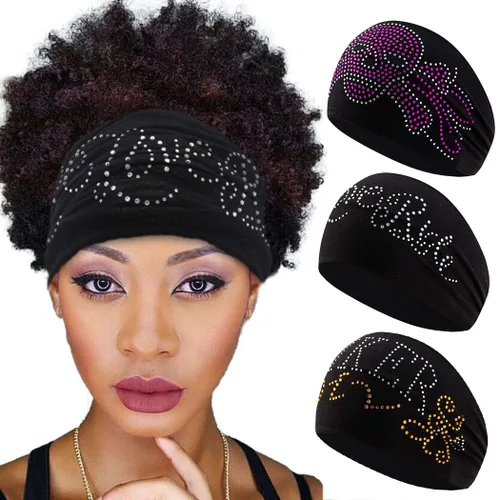 Diademas anchas de diamantes de imitación elásticas para senderismo, turbante negro, bandas para la cabeza de entrenamiento deportivo, bandas para