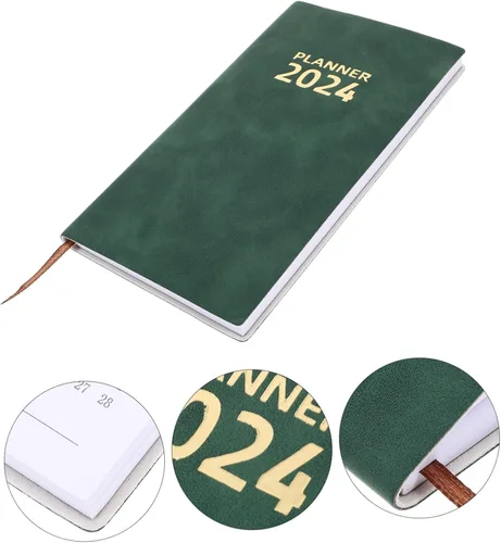 Miniatura 3 de Agenda 2024, agenda delicada, bloc de notas para planificación, multifunción, color verde oscuro, papel de oficina, agenda diaria, cuaderno