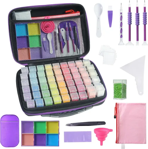 Miniatura 11 de Douorgan Contenedores de Almacenamiento de Pintura de Diamante Accesorios y Herramientas Organizador Portátil de Pintura de Diamante Estuche