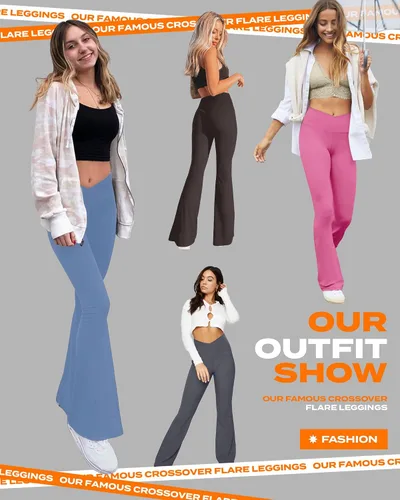 Miniatura 87 de TNNZEET Leggings acampanados negros para mujer, pantalones de yoga cruzados con bolsillos, corte de bota, leggings acampanados
