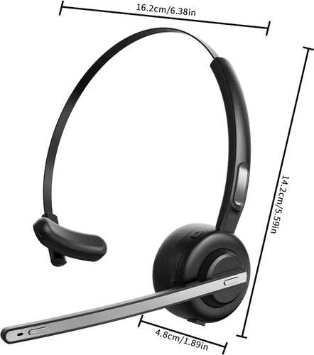 Miniatura 5 de Auriculares Bluetooth, V5.2 Trucker Wireless Headset con cancelación de ruido micrófono y base de carga para iPhone Samsung teléfono celular