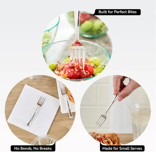 Miniatura 3 de Restaurantware - Mini tenedores de 4 pulgadas, 100 tenedores pequeños desechables - Pesado, combina con sus obras, postres o muestras, tenedor