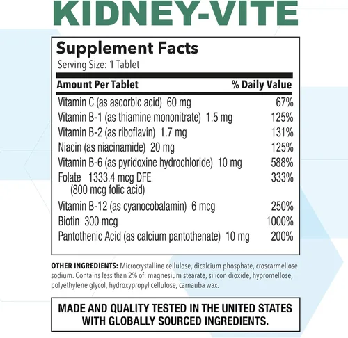 Miniatura 2 de Puregen Labs Kidney-Vite Riñón Premier, soporte renal, sin OMG, sin gluten, sin aditivos de color artificial - 100 tabletas vegetarianas