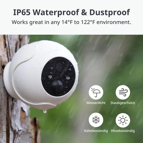 Miniatura 9 de SwitchBot Cámara de seguridad inalámbrica 2K, cámara impermeable para exteriores con batería de 10000 mAh, visión nocturna a color, detección