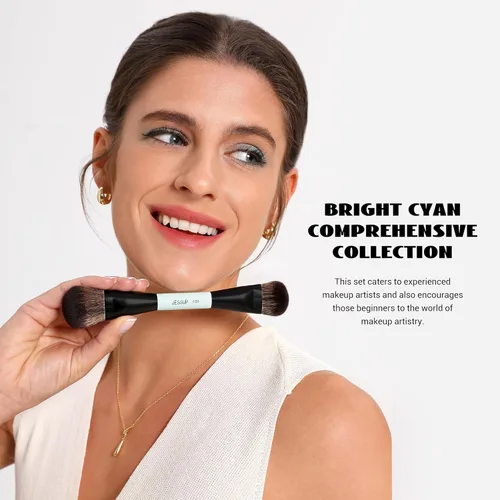Miniatura 3 de Jessup Juego de brochas de maquillaje, 10 piezas, doble cara para base, contorno, rubor, iluminación, mezcla de cejas, sombra de ojos, delineador