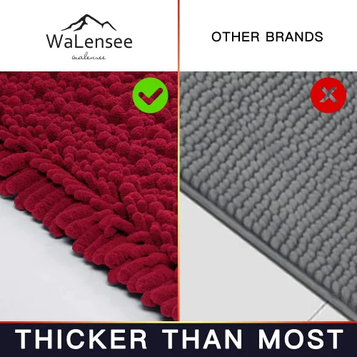 Miniatura 267 de Walensee Alfombra de baño antideslizante (24x17 pulgadas, rosa polvoriento) absorbente de agua, súper suave, lanuda de felpilla, lavable a máquina