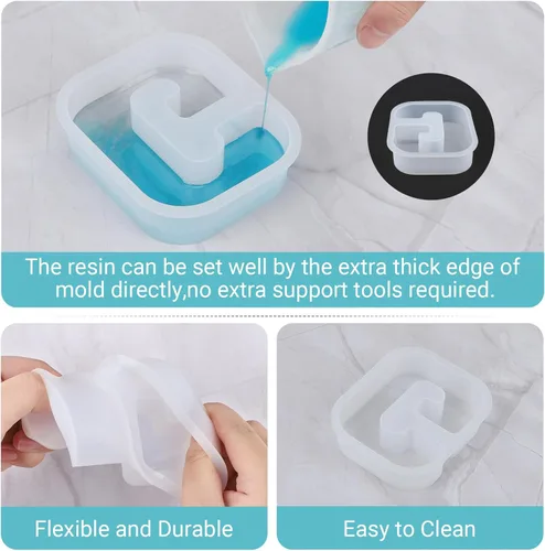 Miniatura 3 de Gartful Moldes de resina de 4.7 pulgadas para fundición, moldes de silicona de resina del alfabeto mayúscula G, moldes de silicona 3D gruesos