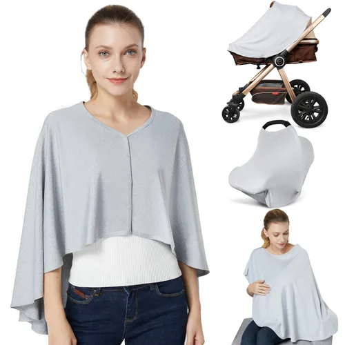 Miniatura 8 de Funda de lactancia y poncho de lactancia para bebé, cubierta de lactancia materna multiusos para toldo de asiento de automóvil, funda de asiento Azul