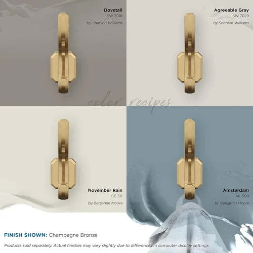 Miniatura 7 de Amerock HBX36693CZ Gancho decorativo de pared Granlyn de doble punta, gancho de bronce champán para abrigos, sombreros, mochilas, bolsas Ganchos