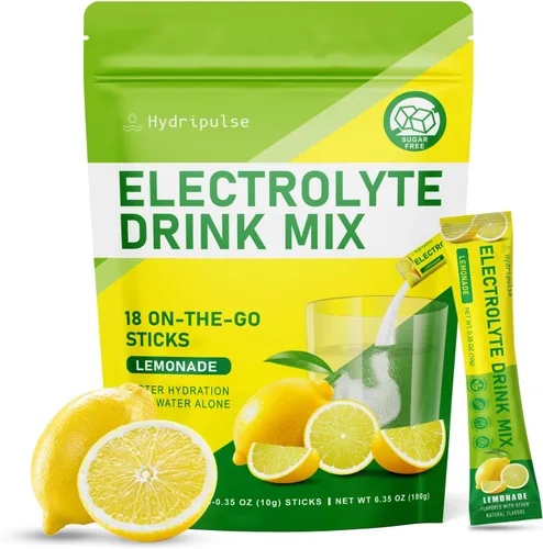 Paquetes de electrolitos en polvo, sin azúcar, sabor natural, mezcla de bebidas electrolíticas de 10 electrolitos y vitaminas, sabores de limonada,