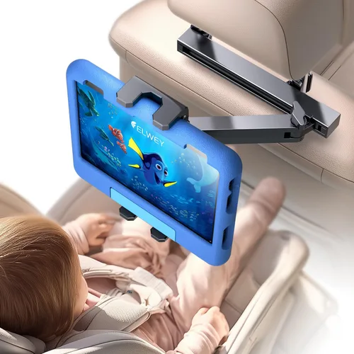 ELWEY Soporte para iPad para asiento trasero de automóvil, reposacabezas para asiento trasero de automóvil, brazo de extensión 3 en 1, soporte de