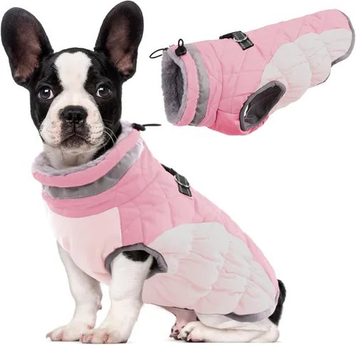 Miniatura 69 de Lelepet Abrigo cálido para perro, abrigo de invierno para perro, chaqueta impermeable para perros con arnés incorporado, chaleco reflectante