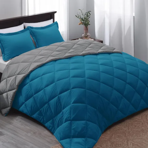 Miniatura 24 de Juego de edredón Basic Beyond tamaño queen - Juego de edredón azul marino tamaño queen, reversible, para todas las estaciones, azul marino/gris, 1