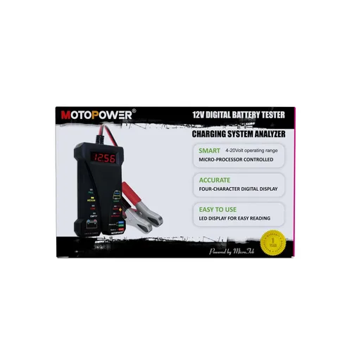 Miniatura 6 de MOTOPOWER Probador de batería digital de 12 V, voltímetro y alternador, analizador de sistema de carga con pantalla LCD e indicación LED, pintura