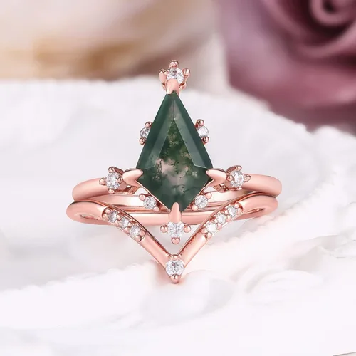 Miniatura 3 de LAZLUVU Anillos de compromiso de cristal, anillos de boda chapados en oro, anillo de boda para mujer