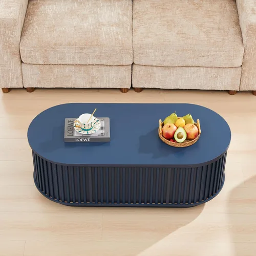 Miniatura 6 de Mesa de Centro Ovalada con Tapa Elevable y Almacenamiento, 43.3" Mesa Central Moderna de Mediados de Siglo con Compartimento Oculto, Mesa de Comedor