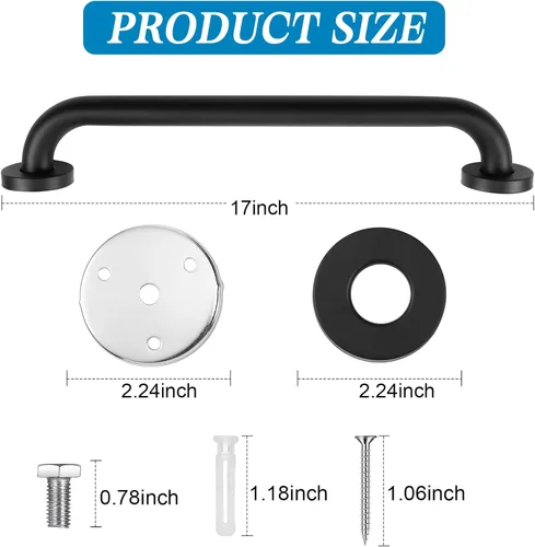 Miniatura 2 de Tatuo Paquete de 4 barras de agarre para bañeras, pasamanos de seguridad de baño de acero inoxidable 304, asas antideslizantes, barras de agarre