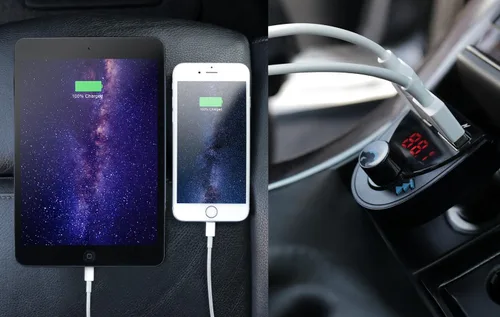 Miniatura 6 de ALURATEK Receptor de audio Bluetooth para coche y transmisor FM con micrófono para llamadas manos libres (ABF01F), azul